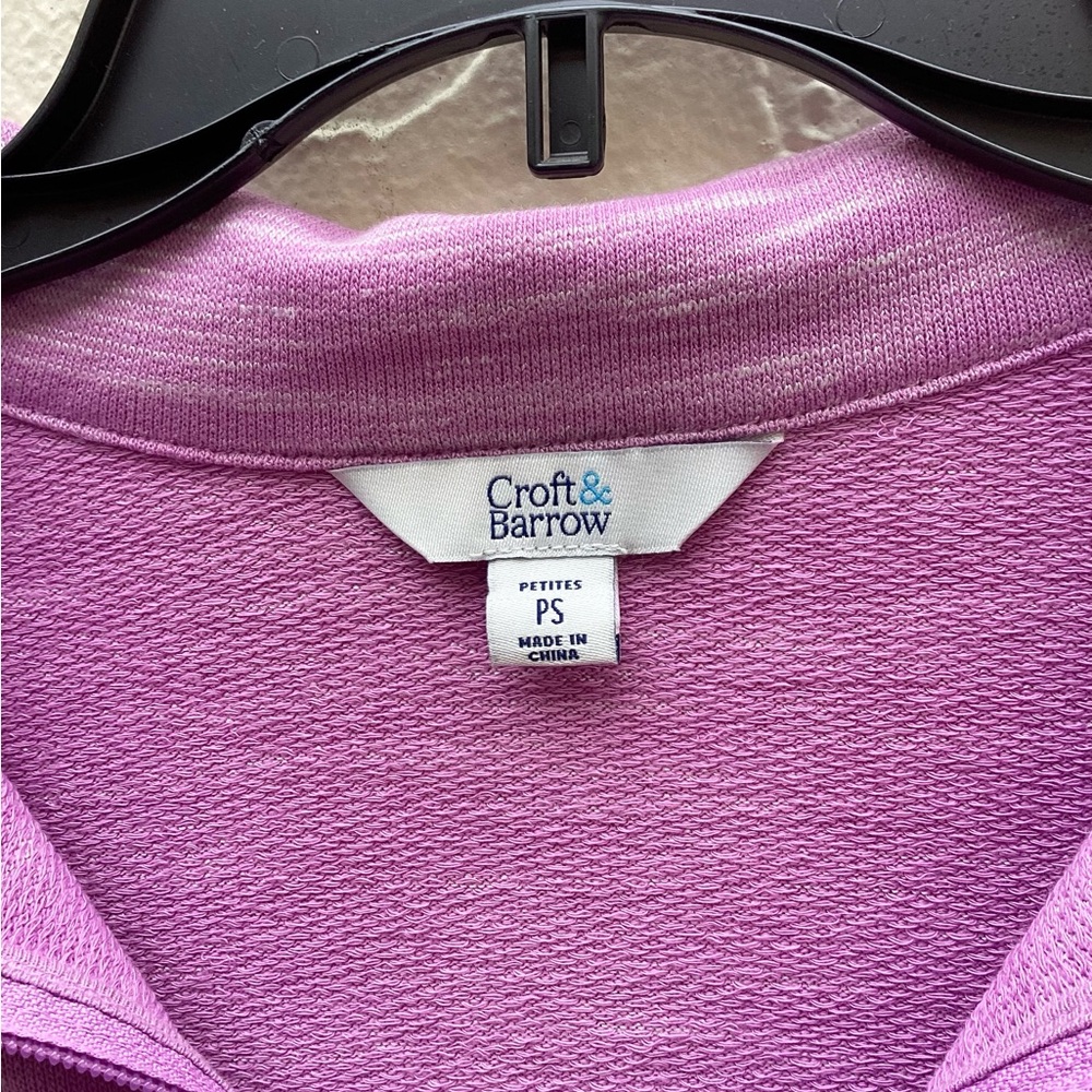 Croft & Barrow Top Zipper Turtleneck Pullover Purple Silver Stripes - Picture 8 of 16